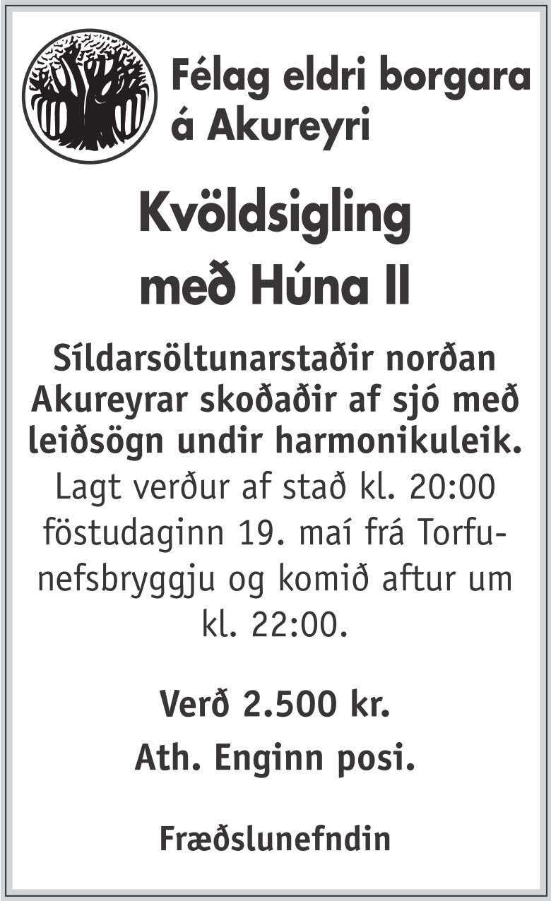 Kvöldsigling með Húna.